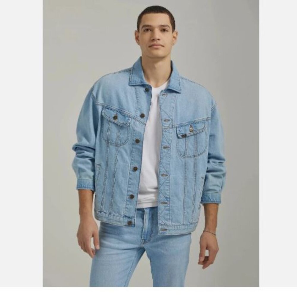 Lee Men's Denim Rider Jacket Loose Fit Trucker Size S Light Blue New